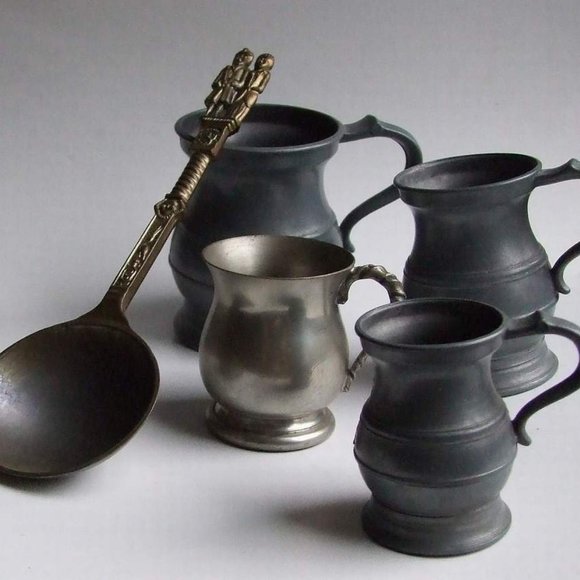 VTG PEWTER Miniature MUG Collection GERMANY and ENGLAND - Picture 1 of 2